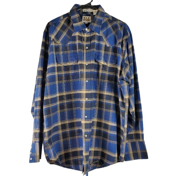 Ely Cattleman Other - Ely Cattleman Wrinkle Resistant Western Men's Plaid Pearl Snap L/S Shirt Size XL